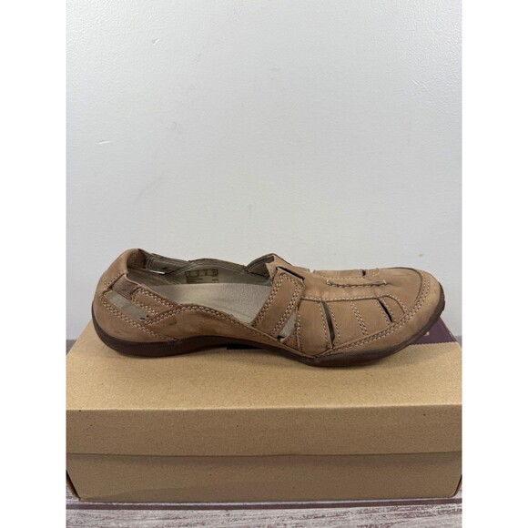 Clarks Slip On Shoes Women SZ 7.5M Tan Leather Comfort Flats Stretch - Picture 12 of 16